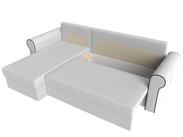 Угловой диван с оттоманкой Рейн, Белый/Черный (экокожа) в Лабытнанги - предосмотр 5