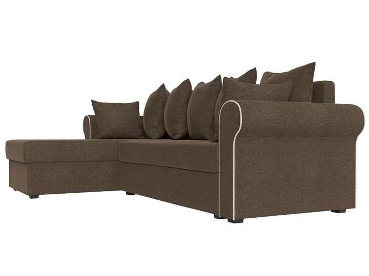 Угловой диван с оттоманкой Рейн, Коричневый/Бежевый (рогожка) в Салехарде - изображение 2