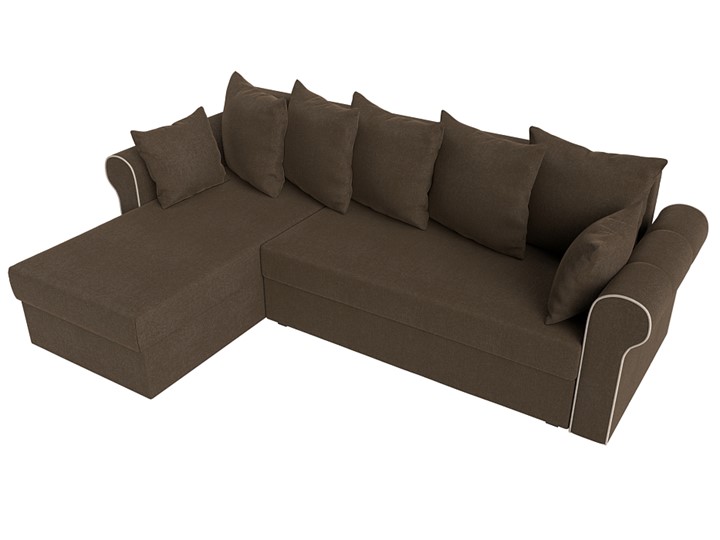 Угловой диван с оттоманкой Рейн, Коричневый/Бежевый (рогожка) в Салехарде - изображение 4