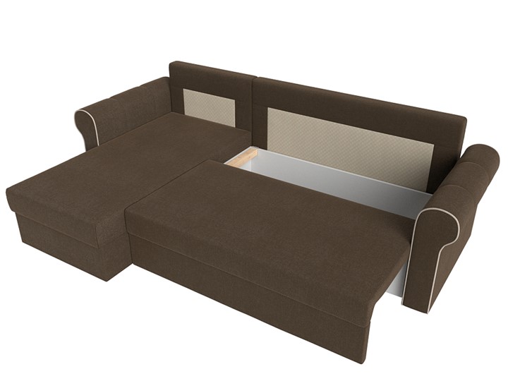 Угловой диван с оттоманкой Рейн, Коричневый/Бежевый (рогожка) в Салехарде - изображение 5