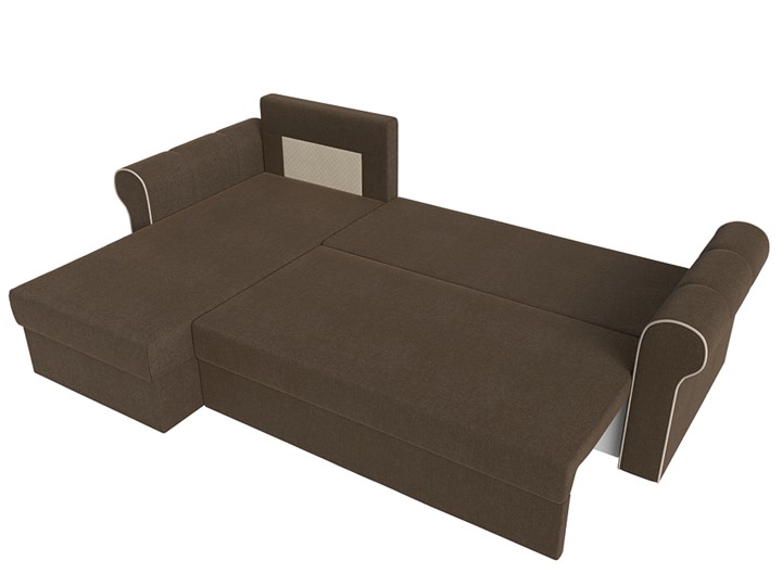Угловой диван с оттоманкой Рейн, Коричневый/Бежевый (рогожка) в Салехарде - изображение 6