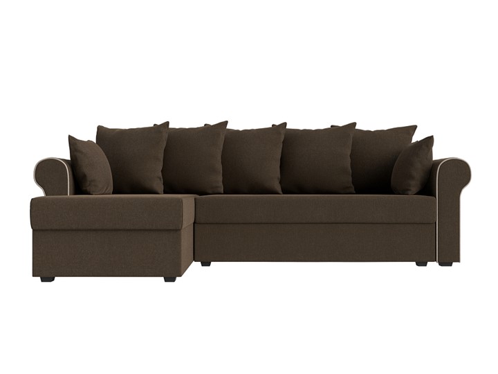 Угловой диван с оттоманкой Рейн, Коричневый/Бежевый (рогожка) в Салехарде - изображение 1
