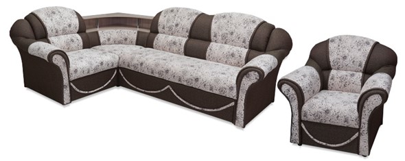 Угловой диван Соня-12 с полкой и креслом в Ноябрьске - изображение