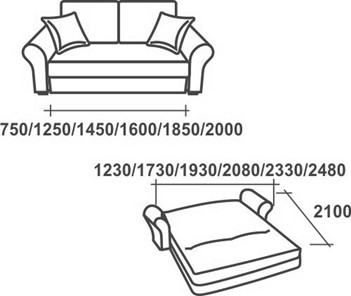 Прямой диван Аккордеон-1, 140 (круглые подлокотники) в Лабытнанги - предосмотр 2