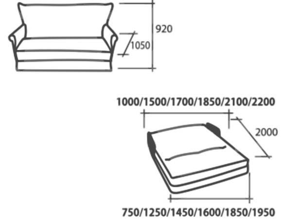 Диван прямой Аккордеон, 120, НПБ, (подлокотники в ткани) в Салехарде - изображение 2