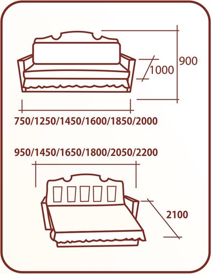 Прямой диван Аккордеон Бук 155, Элакс, Радуга в Салехарде - изображение 1