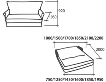 Прямой диван Аккордеон, 180, НПБ, (подлокотники в ткани) в Салехарде - предосмотр 2