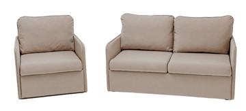 Мебельный комплект Амира бежевый диван + кресло в Губкинском