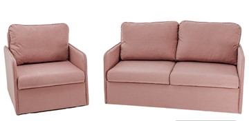 Комплект мебели Brendoss Амира розовый диван + кресло в Тарко-Сале