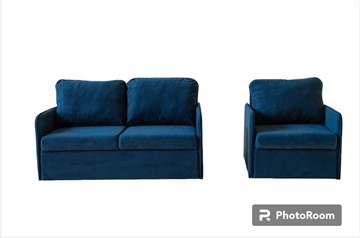 Комплект мебели Brendoss Амира синий диван + кресло в Тарко-Сале