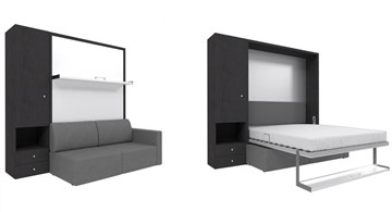 Шкаф-кровать Кровать-трансформер Smart (ШЛ+КД 1400), шкаф левый, правый подлокотник в Губкинском
