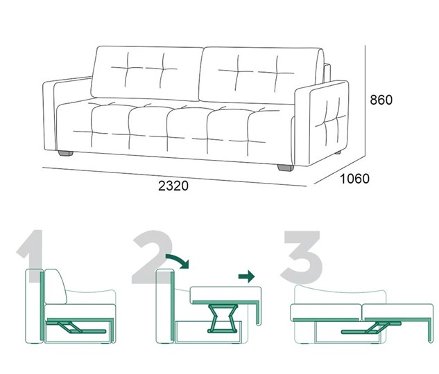Прямой диван Бруно 2 БД в Лабытнанги - изображение 6