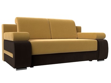 Прямой диван Денвер, Желтый/Коричневый (микровельвет) в Салехарде