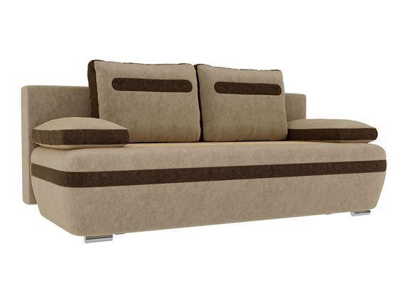 Прямой диван Каир, Бежевый/Коричневый (микровельвет) в Салехарде - изображение