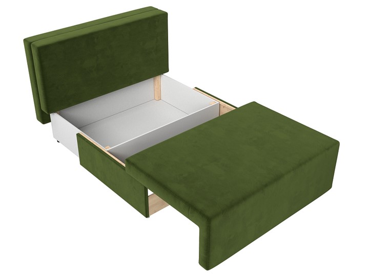 Прямой диван Лагуна, Зеленый/Бежевый (Микровельвет) в Лабытнанги - изображение 1