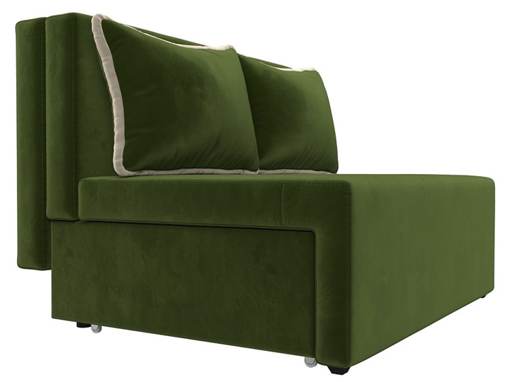 Прямой диван Лагуна, Зеленый/Бежевый (Микровельвет) в Лабытнанги - изображение 5