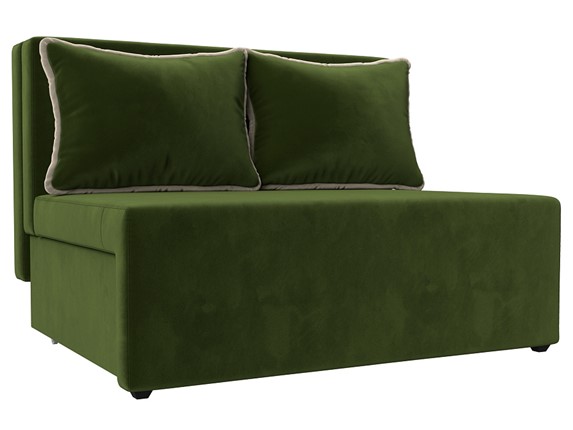 Прямой диван Лагуна, Зеленый/Бежевый (Микровельвет) в Салехарде - изображение