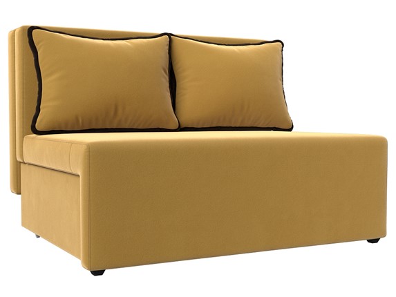 Прямой диван Лагуна, Желтый/Коричневый (Микровельвет) в Салехарде - изображение