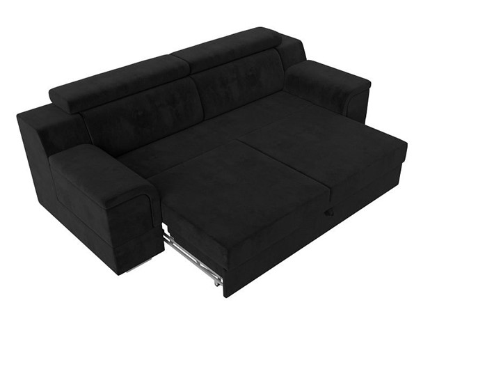 Прямой диван Лига-003 НПБ, Черный (Велюр) в Салехарде - изображение 1