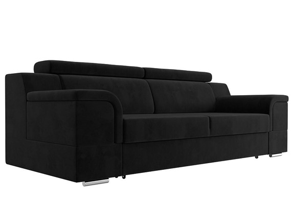 Прямой диван Лига-003 НПБ, Черный (Велюр) в Лабытнанги - изображение
