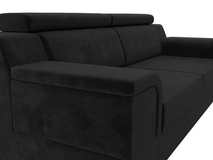 Прямой диван Лига-003 НПБ, Черный (Велюр) в Лабытнанги - изображение 7