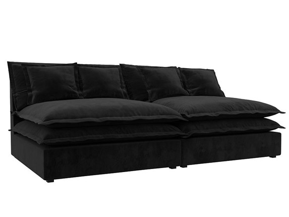 Прямой диван Лига-040, Черный (Велюр) в Салехарде - изображение
