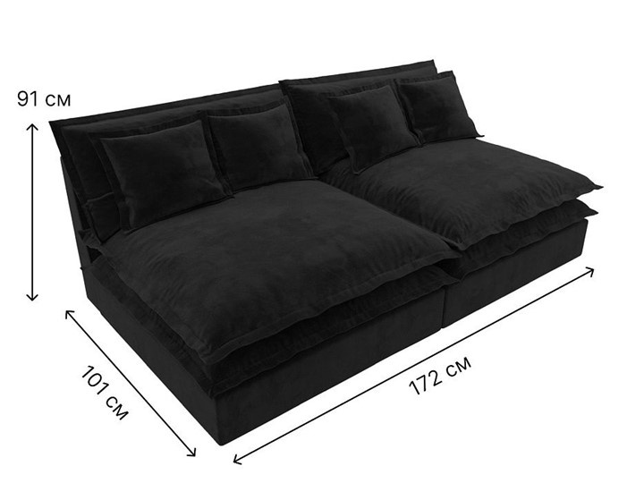 Прямой диван Лига-040, Черный (Велюр) в Салехарде - изображение 6