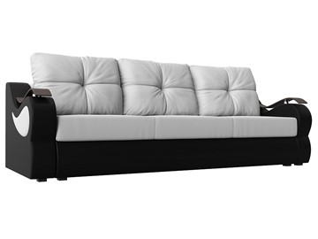 Прямой диван Меркурий еврокнижка, Белый/черный (экокожа) в Лабытнанги