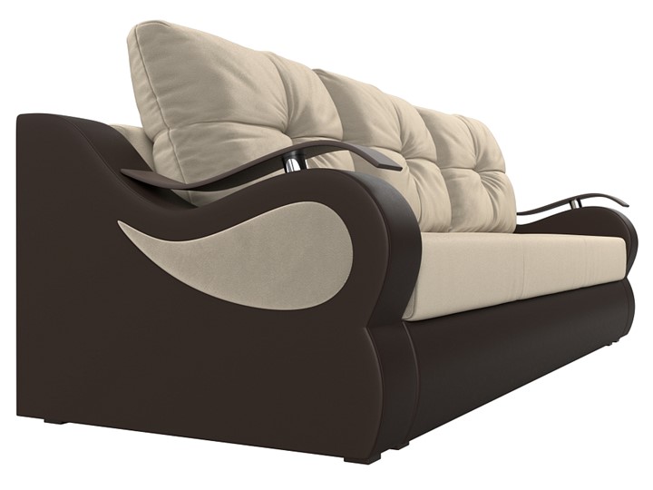 Прямой диван Меркурий еврокнижка, Бежевый/коричневый (вельвет/экокожа) в Салехарде - изображение 2