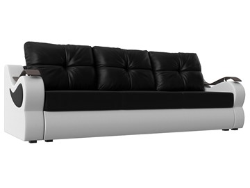 Прямой диван Меркурий еврокнижка, Черный/белый (экокожа) в Лабытнанги