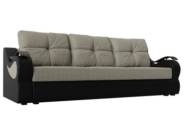 Прямой диван Меркурий еврокнижка, Корфу 02 (рогожка)/черный (экокожа) в Надыме
