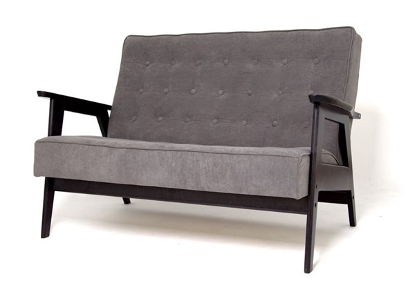 Прямой диван Ретро, двухместный (Темный тон / RS 15 - темно-серый) в Салехарде - изображение