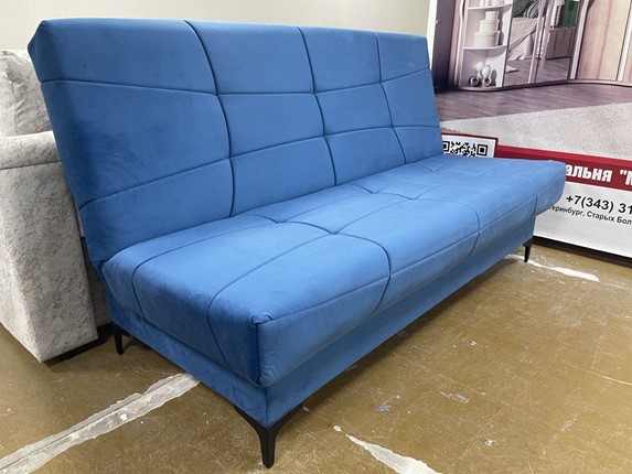 Прямой диван Ривьера БД 2022 Ground 10 синий велюр в Муравленко - изображение