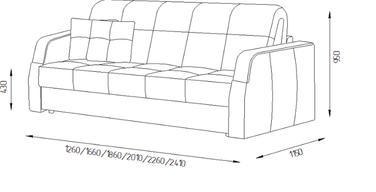 Прямой диван Турин 2 165 (НПБ) в Салехарде - изображение 1