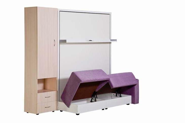 Диван Кровать-трансформер Smart (ШЛ+КД 1600+ШП+Пуф), 2 шкафа, без подлокотников в Салехарде - изображение 4
