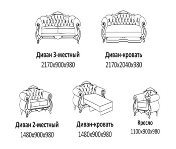 Большой диван Лувр X, ДБ3 в Муравленко - предосмотр 2