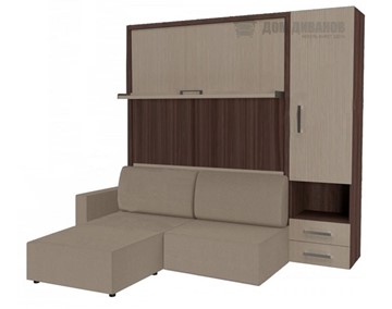 Кровать подъемная Кровать-трансформер Smart (КД 1400+ШП+Пуф), шкаф правый, левый подлокотник в Губкинском