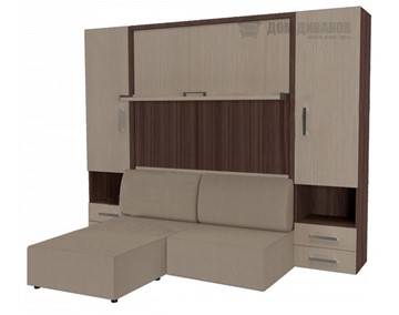 Шкаф-кровать трансформер Кровать-трансформер Smart (ШЛ+КД 1600+ШП+Пуф), 2 шкафа, без подлокотников в Муравленко