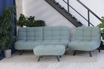 Комплект мебели Абри цвет мята кресло + диван + пуф опора металл в Тарко-Сале