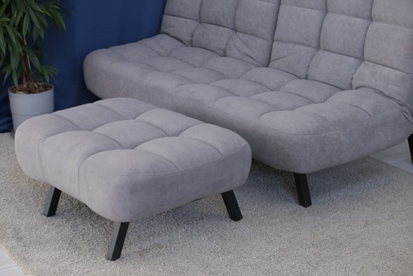 Комплект мебели Абри цвет серый диван + пуф опора металл в Салехарде - изображение