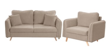 Комплект мебели Бертон бежевый диван+ кресло в Лабытнанги