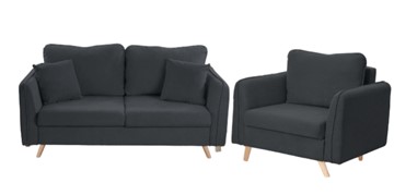 Комплект мебели Бертон графит диван+ кресло в Лабытнанги