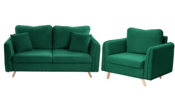 Комплект мебели Бертон изумрудный диван+ кресло в Муравленко