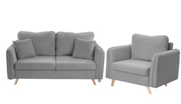 Комплект мебели Бертон серый диван+ кресло в Салехарде - предосмотр