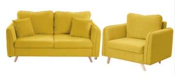 Комплект мебели Бертон желтый диван+ кресло в Тарко-Сале