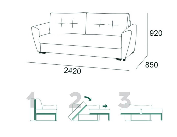 Прямой диван Мальта 1 К БД в Муравленко - изображение 5