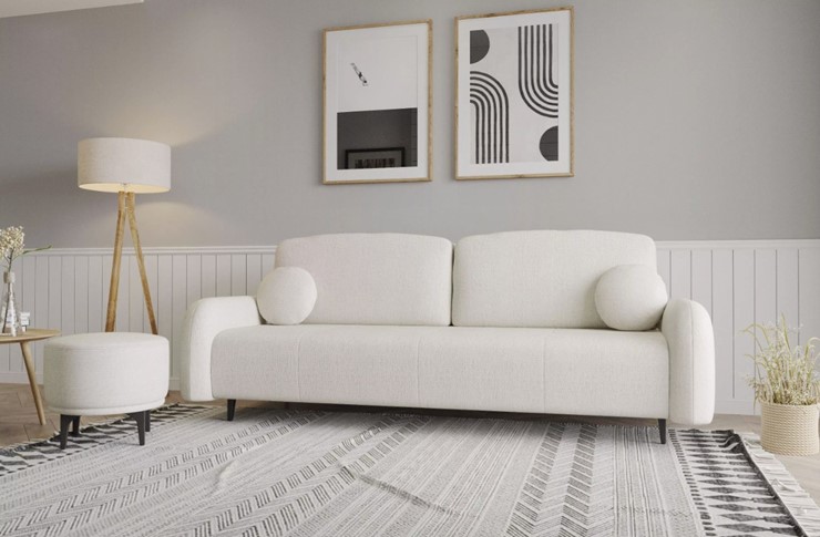 Прямой диван Монблан 3т, Рогожка Муза 01 в Салехарде - изображение 5