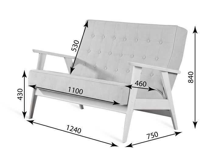 Прямой диван Ретро, двухместный (Темный тон / RS 15 - темно-серый) в Салехарде - изображение 2