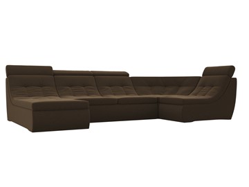 Модульный П-образный диван Холидей люкс, Коричневый (микровельвет) в Салехарде