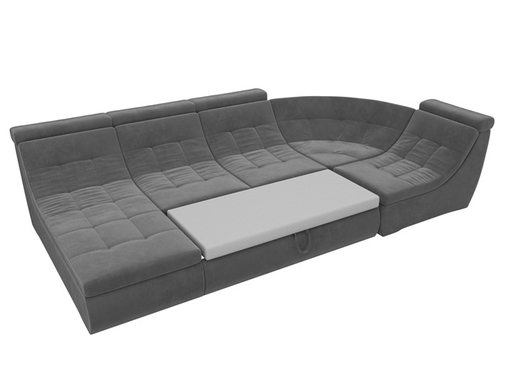 Модульный П-образный диван Холидей люкс, Серый (велюр) в Салехарде - изображение 7